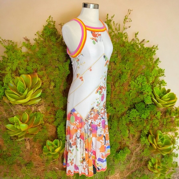 Didier Parakian Floral Art Printed Flowy Maxi Dress | Boho Gypsy Vintage - Picture 5 of 9